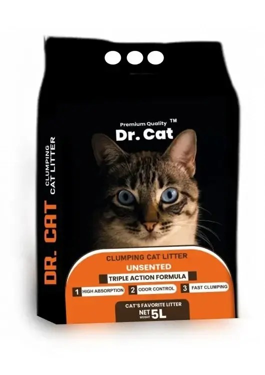 Dr Cat Litter Clay Clumping Litter 5 L Unscented