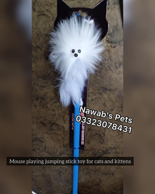 🐾 Cat Teaser Stick Toy – Mouse & Fur Wand