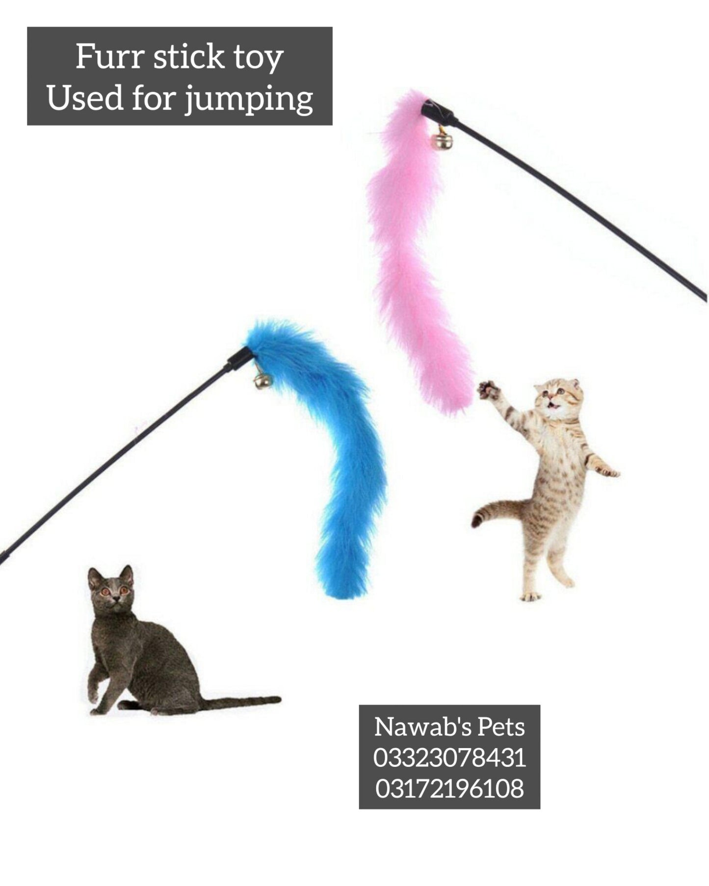 🐾 Cat Teaser Stick Toy – Mouse & Fur Wand