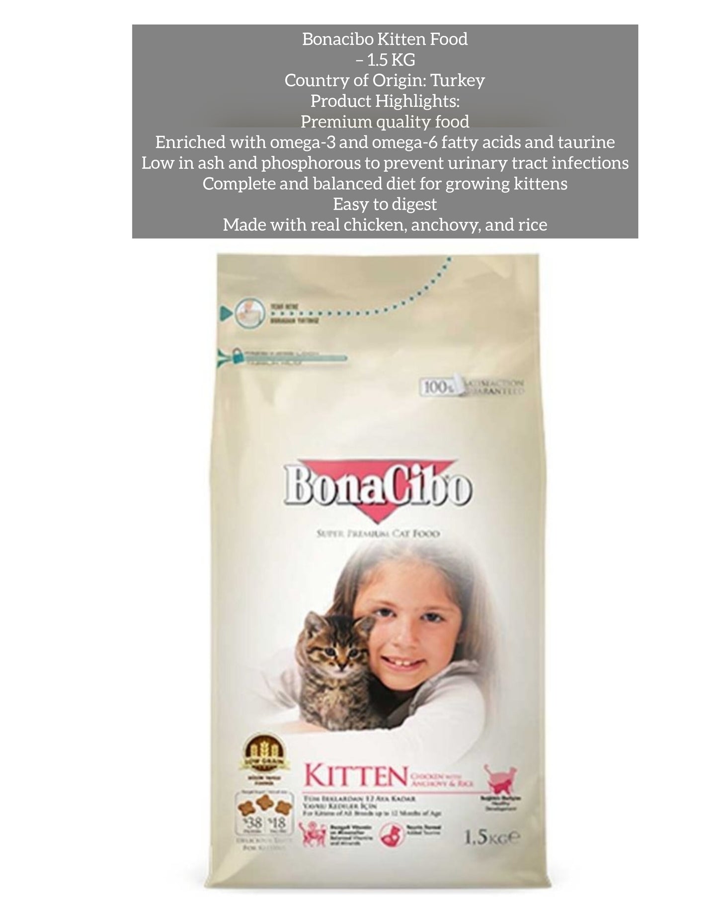 BonaCibo Kitten Food 1.5kg – Complete Nutrition for Growing Kittens