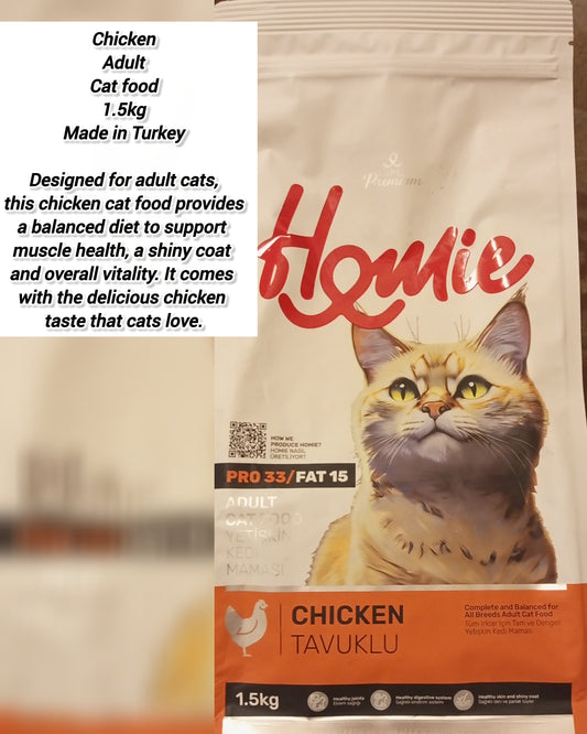 Homie Super Premium Adult Cat Food – Chicken (33/15 Formula)