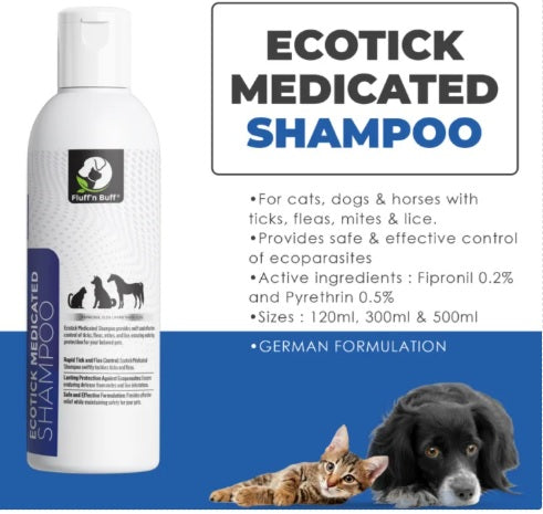 Fluff ’n Buff Ecotick Medicated Shampoo for Cats & Dogs 120ML