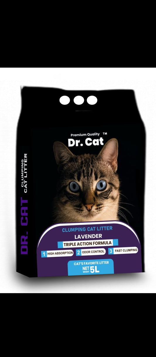 Dr Cat Litter Lavender Fragrance – 5 L Clumping Cat Litter (Scented / 99% Dust-Free)