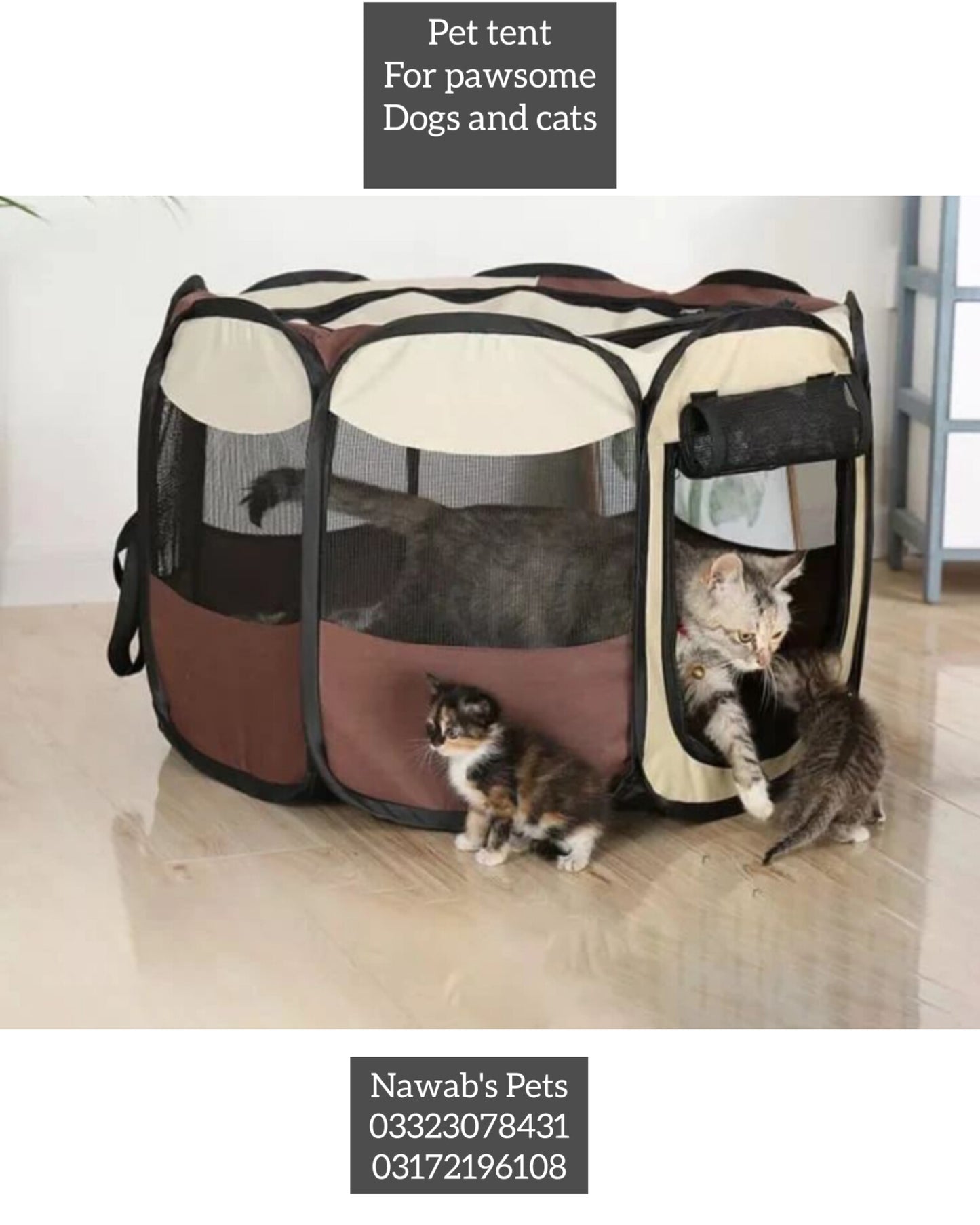 Portable Pop-Up Pet Tent & Kennel for Cats & Dogs – Indoor/Outdoor Foldable Play Pen with Mesh Windows