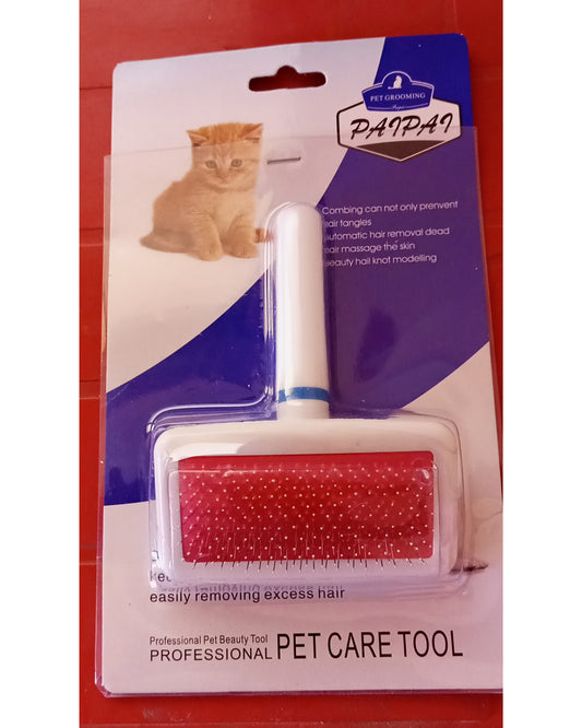 ✨ Red & White Grooming Brush for Cats & Dogs