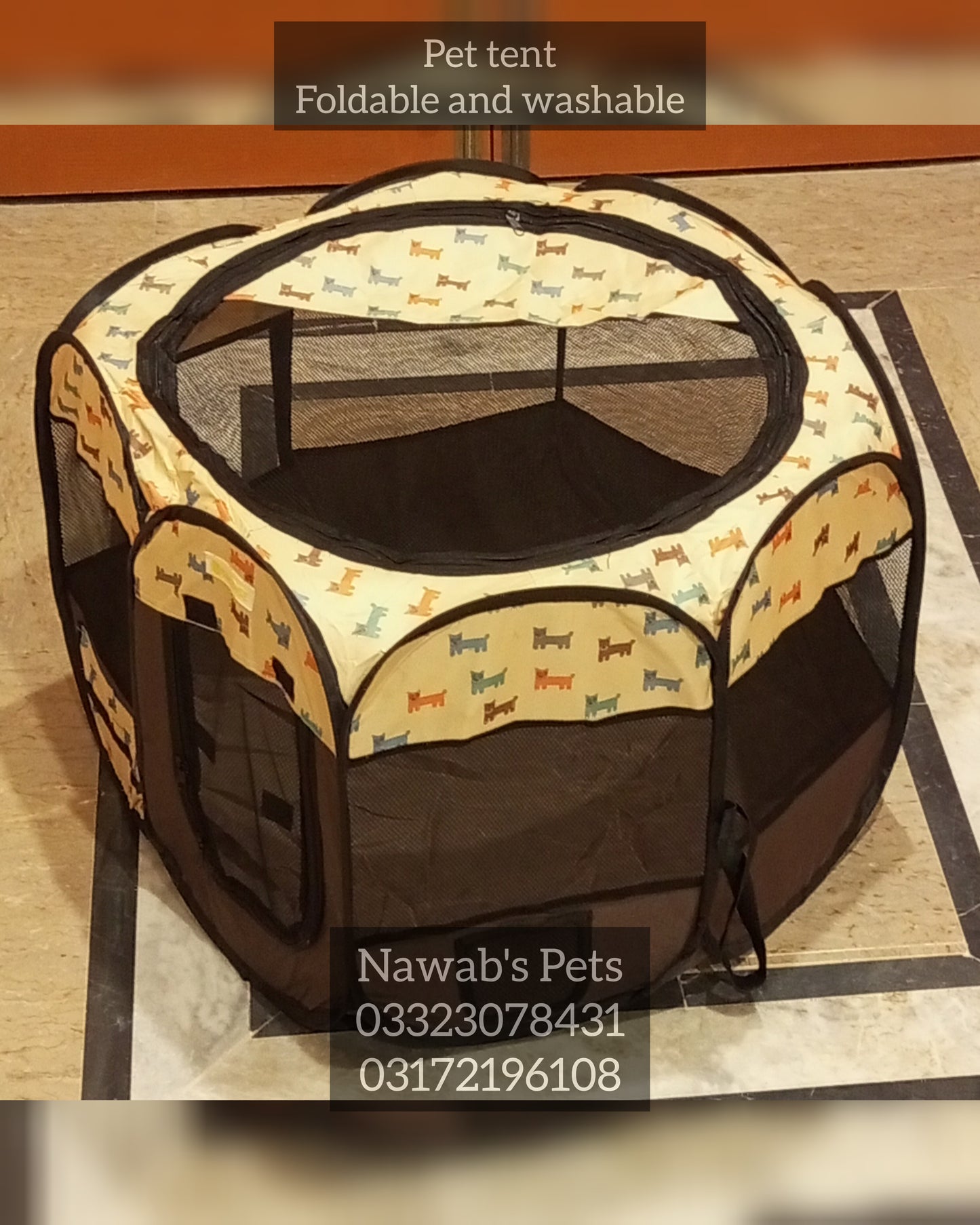 Portable Pop-Up Pet Tent & Kennel for Cats & Dogs – Indoor/Outdoor Foldable Play Pen with Mesh Windows