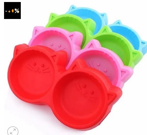 Double-Sided Cat Face Food Bowl – Cute & Practical Feeding Dish In Random Colours