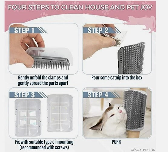 Cat Self Groomer Corner Wall Brush – Massage Comb for Cats & Kittens