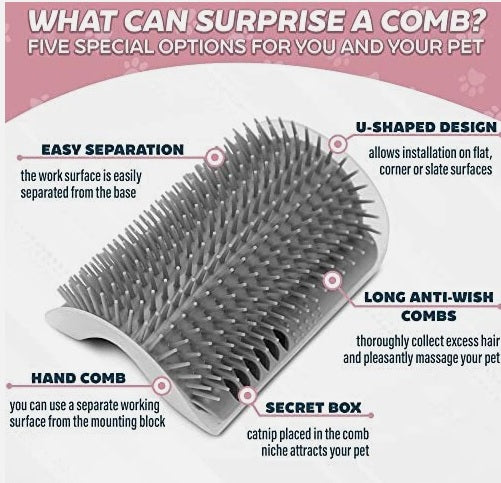 Cat Self Groomer Corner Wall Brush – Massage Comb for Cats & Kittens