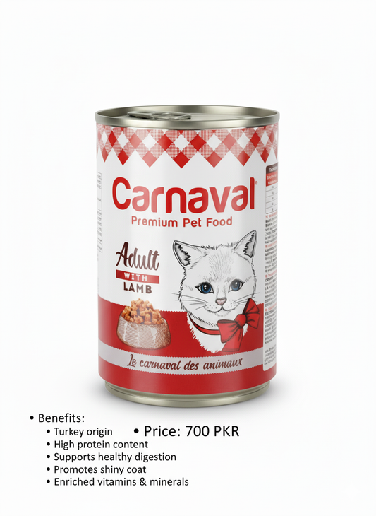 Carnaval Premium Adult Cat Food – Lamb 400g | High-Protein Wet Meal
